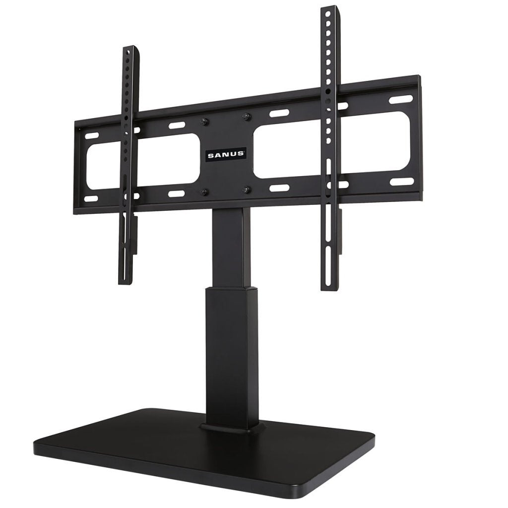 Sanus VSTV1 front view shows a sturdy base for flexible living room viewing.