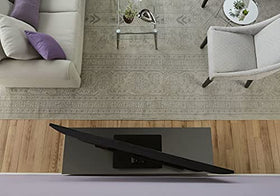 Sanus VSTV1 stability footprint image emphasizes compatibility with shallow-depth furniture.
