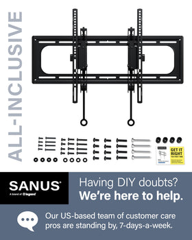 SANUS wide-brand compatibility with Samsung, Sony, TCL, LG, and more