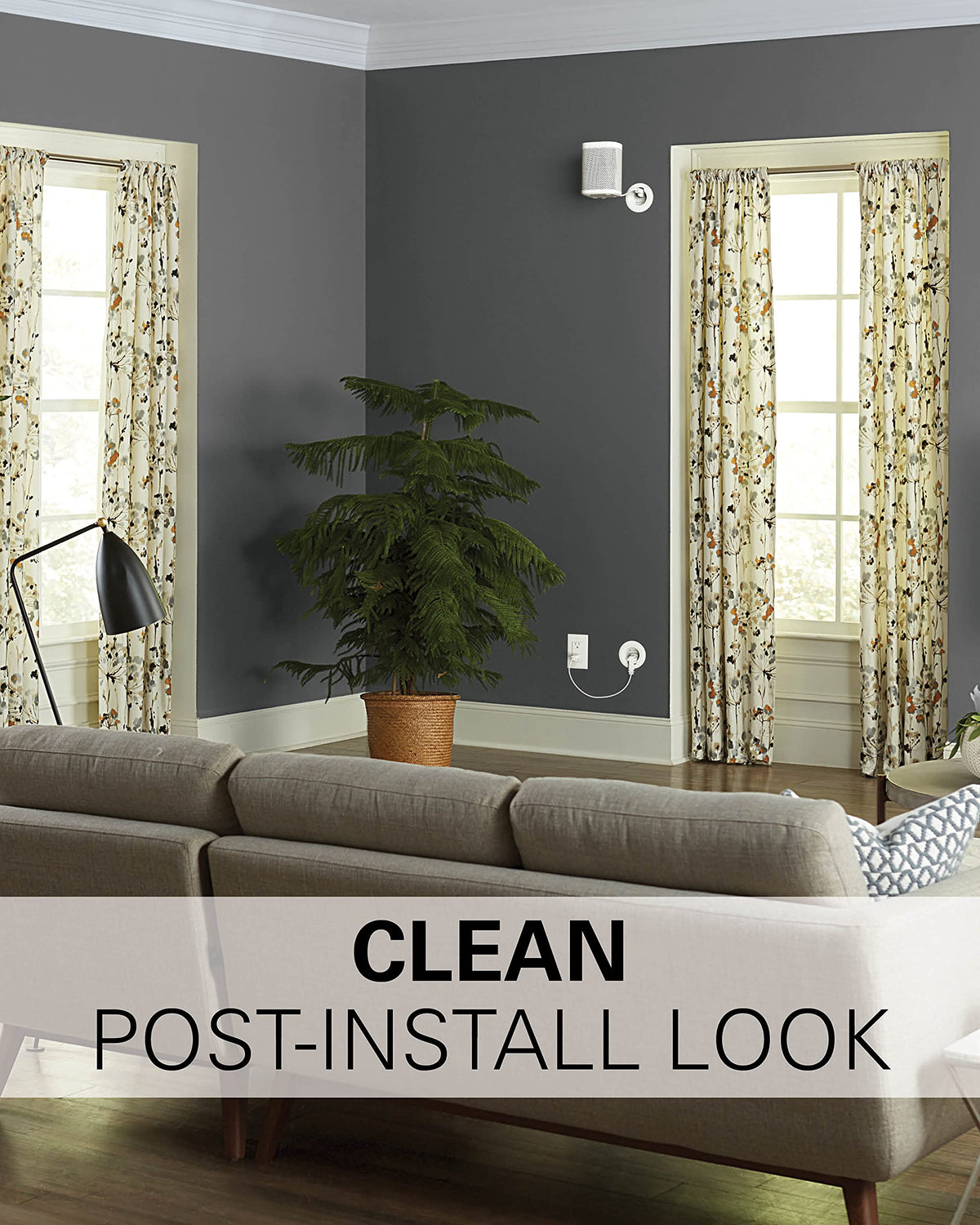 SANUS white cover is paintable to match wall color precisely.
