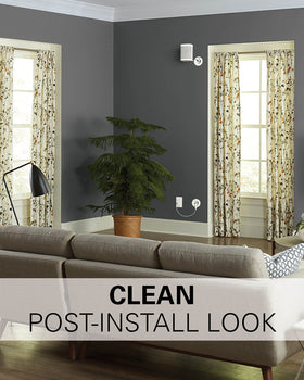 SANUS white cover is paintable to match wall color precisely.