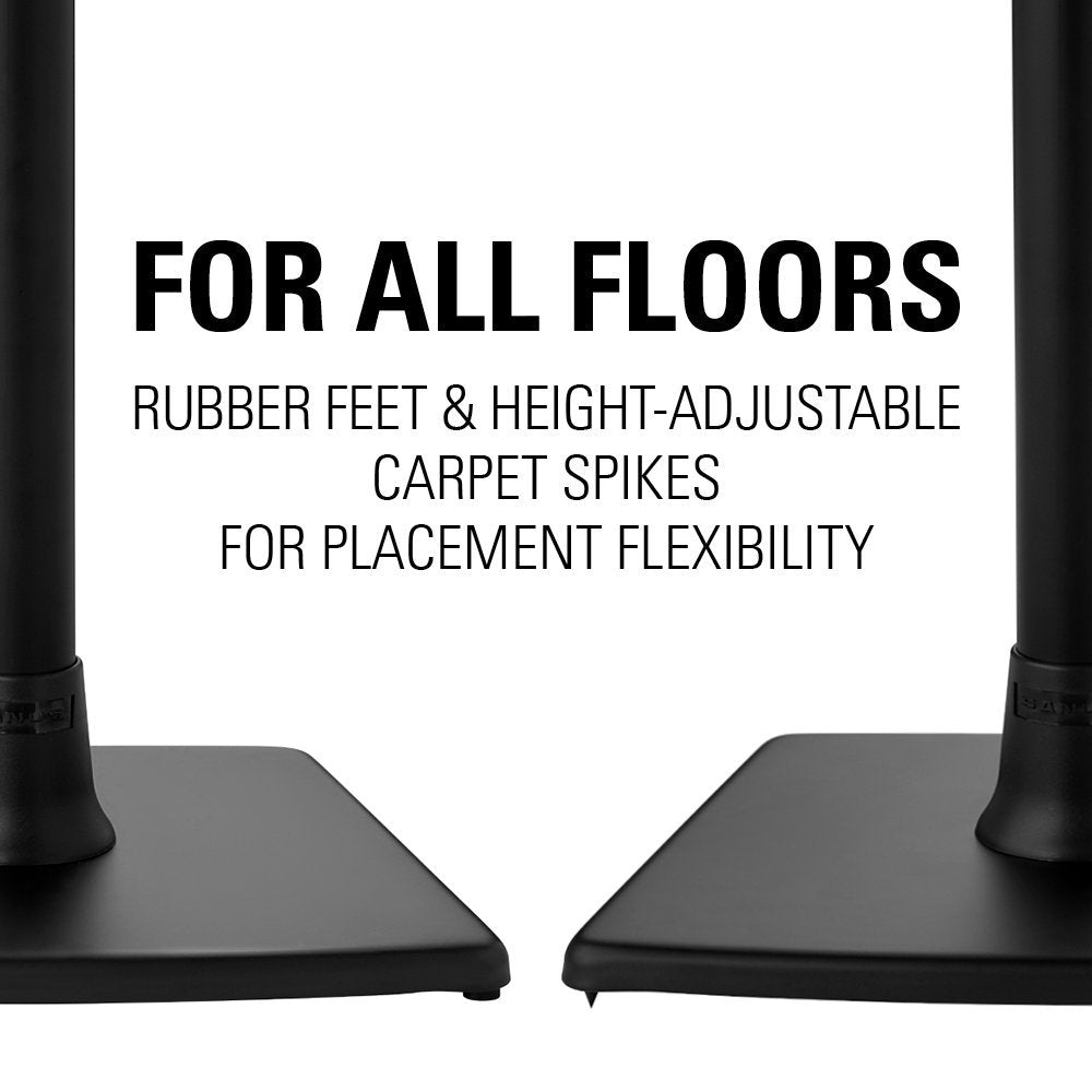 Stability with carpet spikes and rubber pads on Sanus WSS21-B1 stand