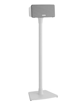 Sanus WSS21-W1 white stand front view for Sonos speakers with clean aesthetic.