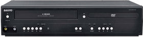 Sanyo VHS/DVD combo renewed remote control for easy playback and recording.