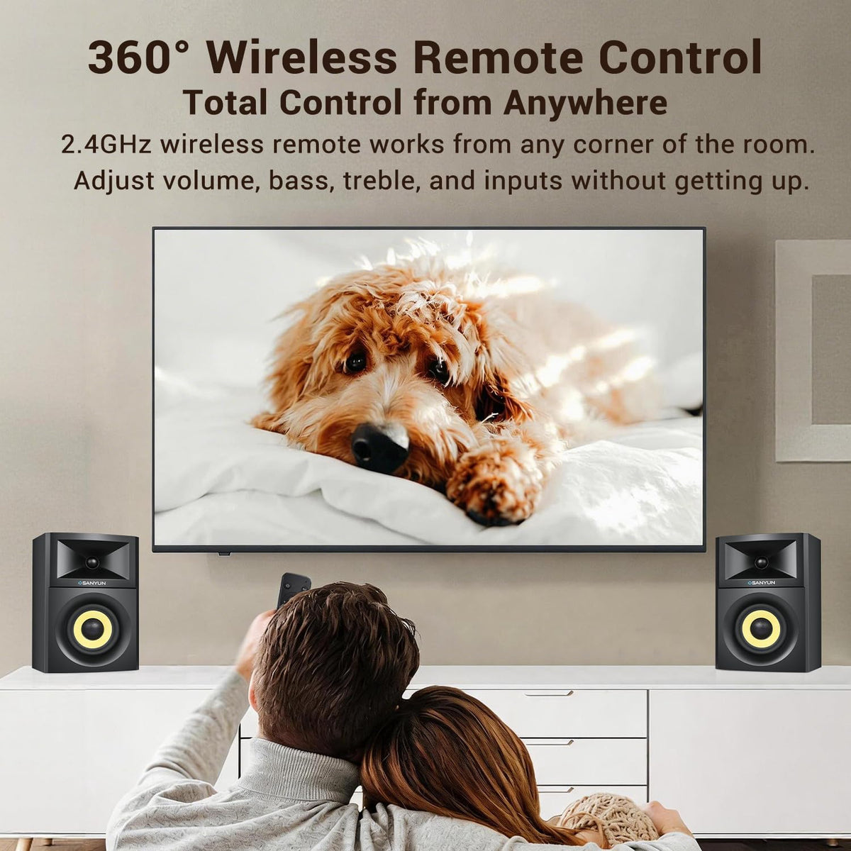 Sanyun SW205 next to a 12-inch record for size and scale, fits small spaces