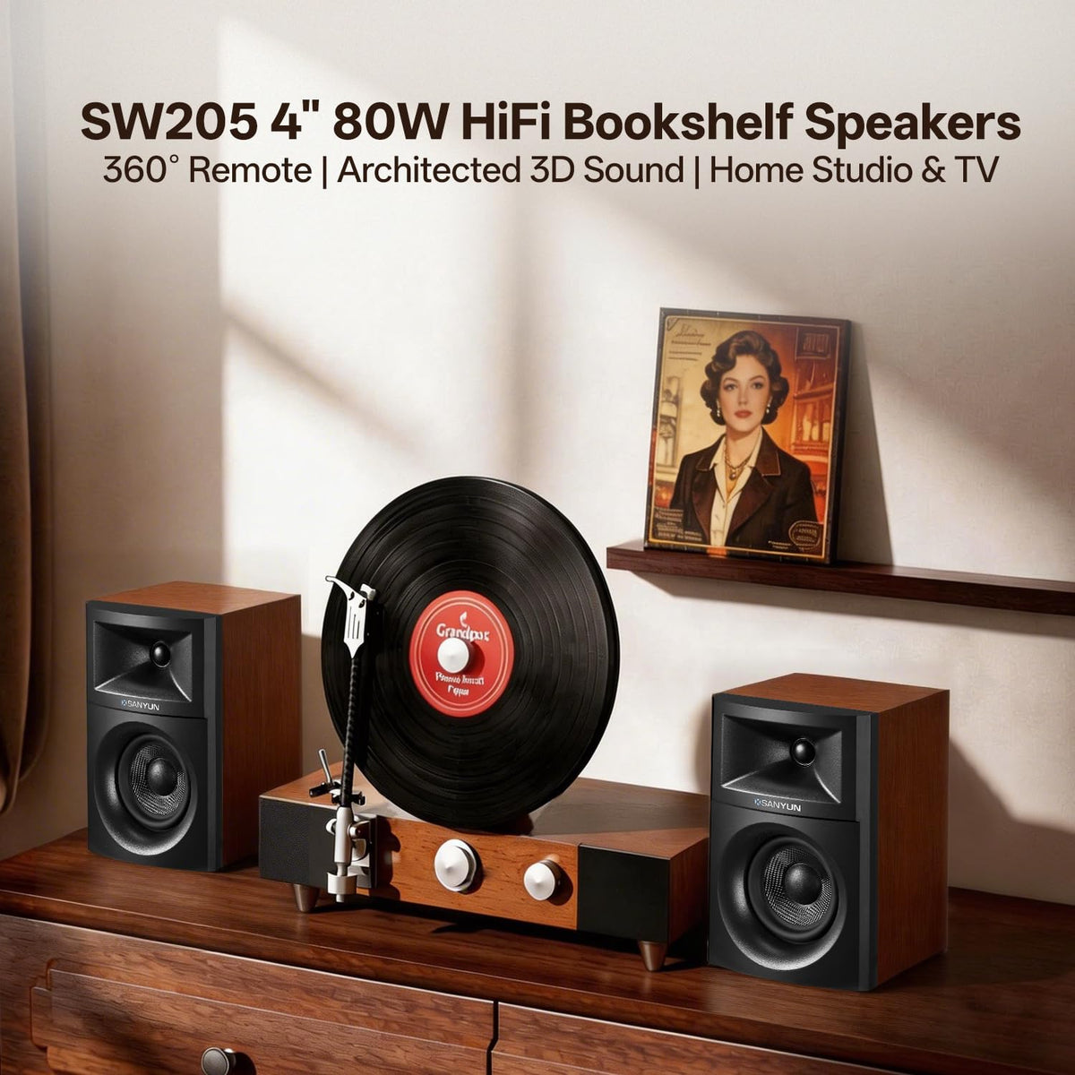 Sanyun SW205 woofer detail showcasing fast, controlled bass
