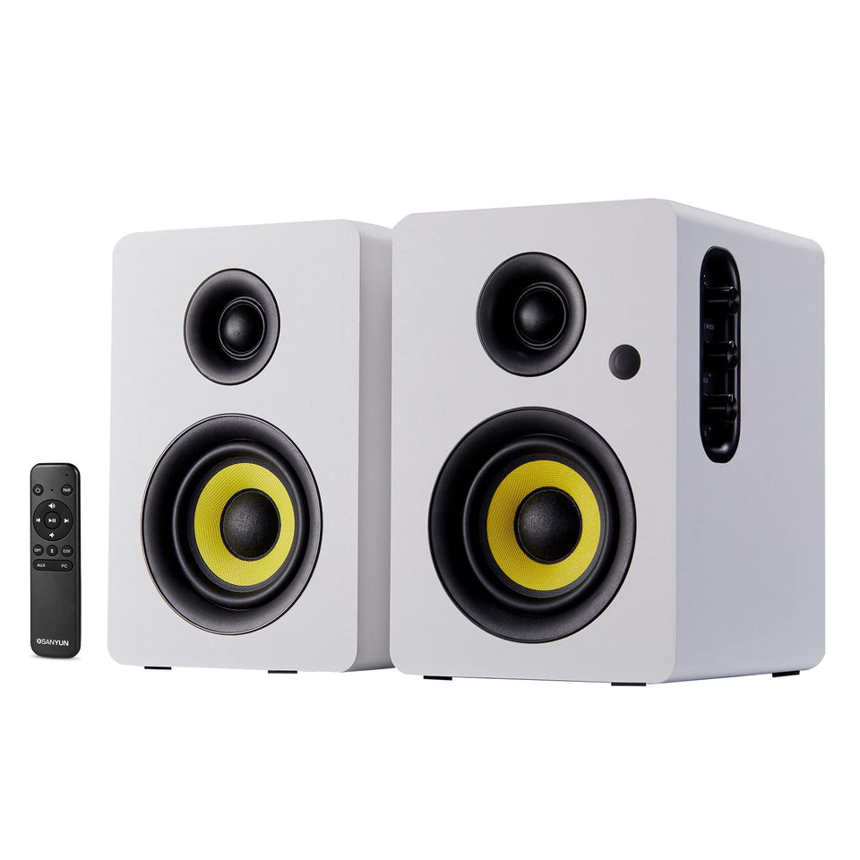 Sanyun SW206 front view illustrates compact design for home studio monitoring.