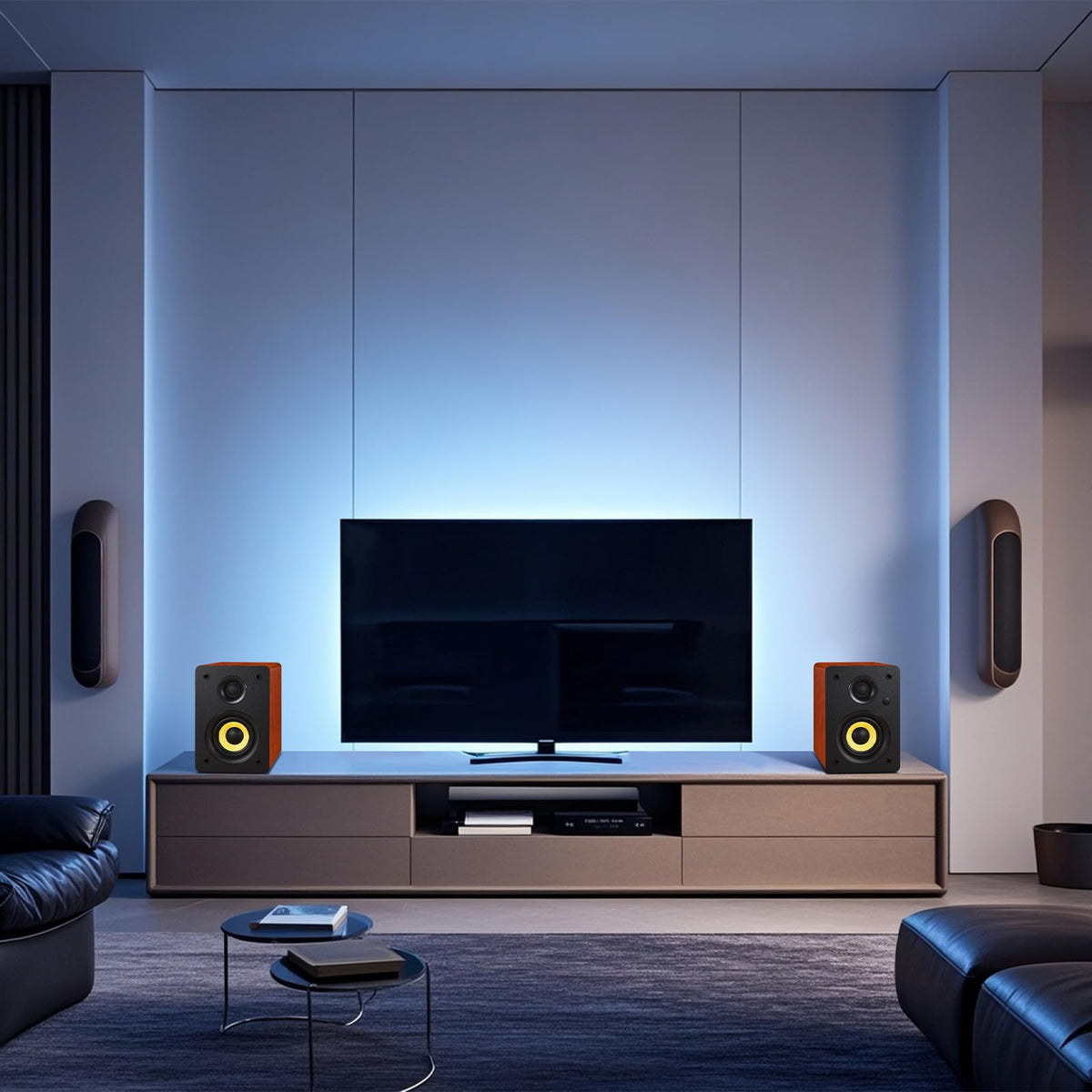 Sanyun SW206 remote control for quick volume and input adjustments.