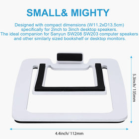 Sanyun SW601 damping-foam padding stabilizes speakers and reduces desk vibrations.