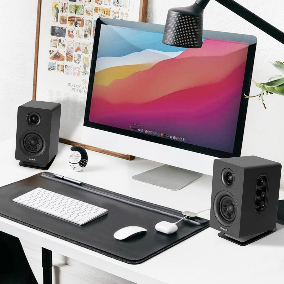 Sanyun SW601 on desk pair enhances sound height and clarity