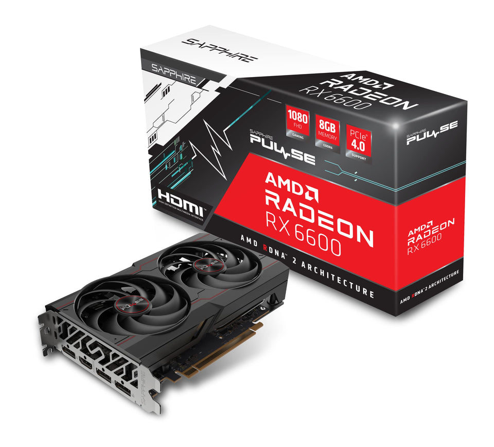 Sapphire Pulse cooling system keeps the RX 6600 cool during long gaming sessions.