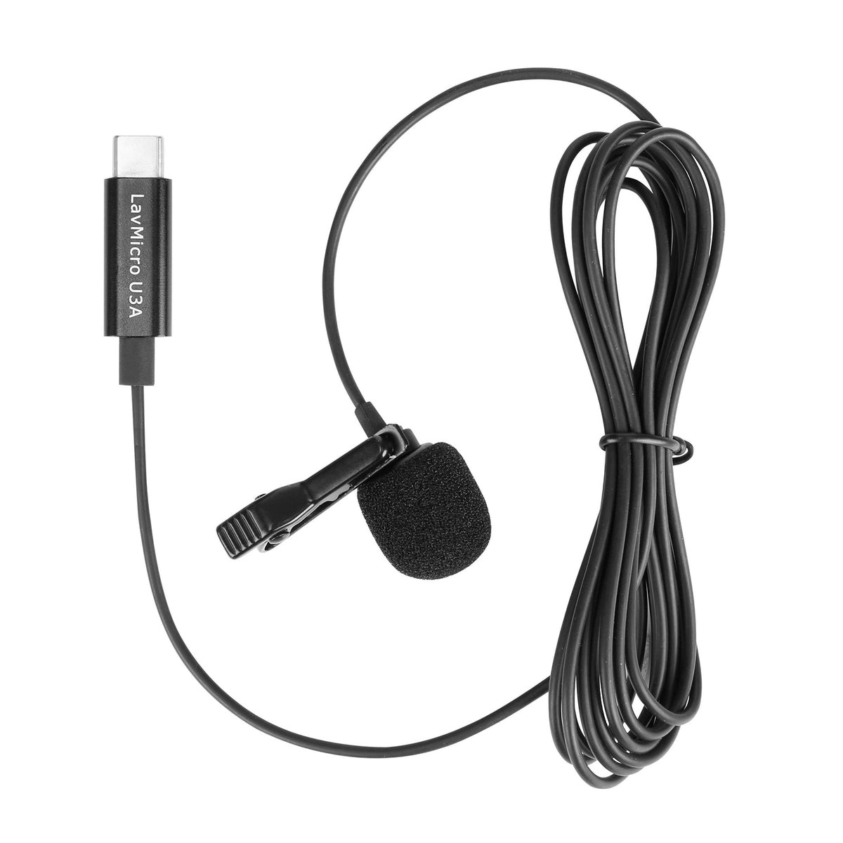 Saramonic LavMicro U3A right-angle adapter for tight spaces and portable setups.