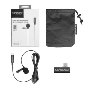 Saramonic LavMicro U3A USB-C connector for plug-and-play compatibility with modern devices.