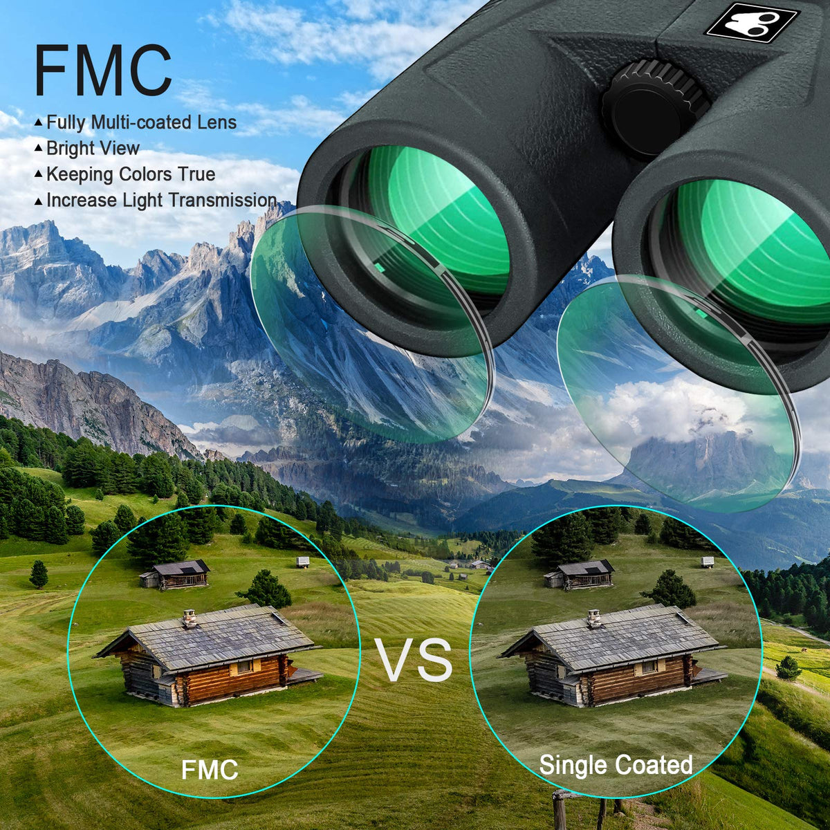 SARBLUE objective lens detail showing FMC coating for brighter images