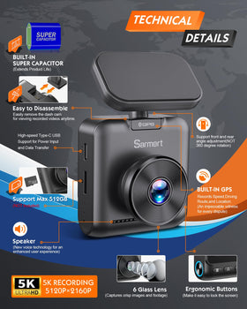 sarmert dash cam mounted on windshield showing unobtrusive installation benefit
