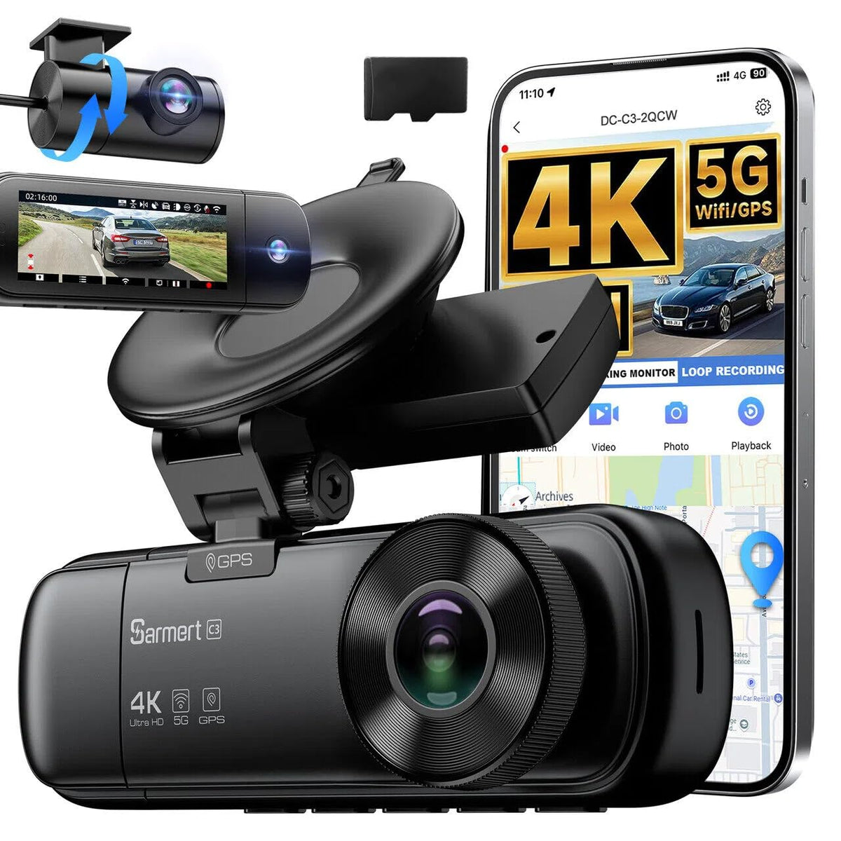 SARMERT C3 front 4K camera delivers crisp daytime footage for safer driving.