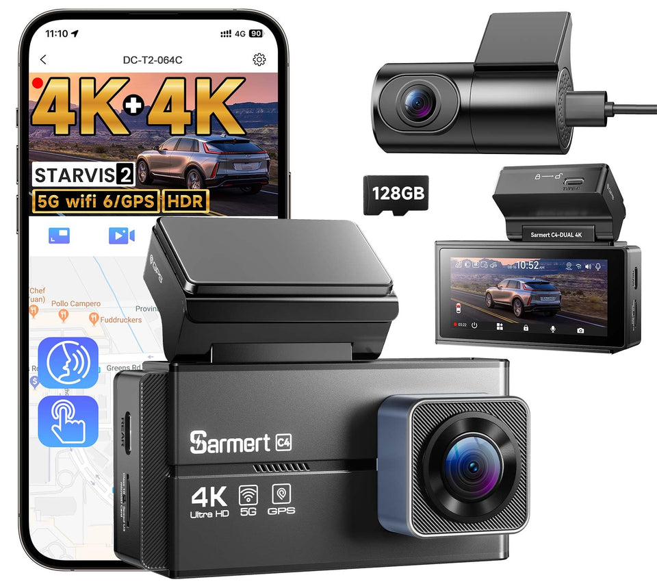 Sarmert C4 front camera in 4K delivering detailed driving footage.
