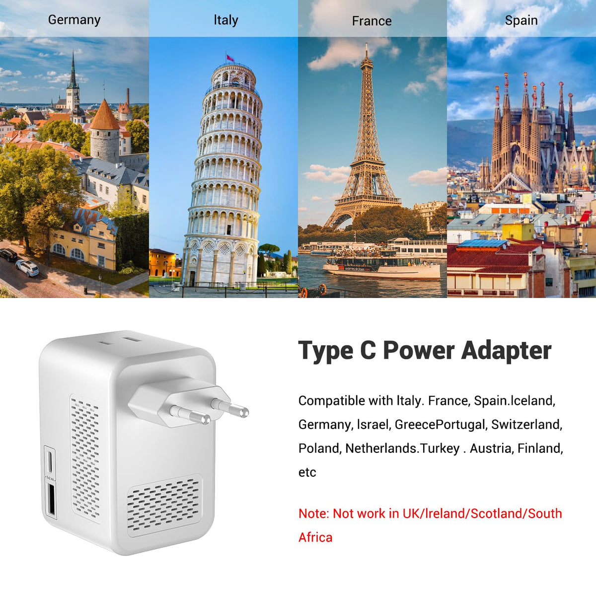 SARQW plugged into hotel wall on nightstand powering devices quietly