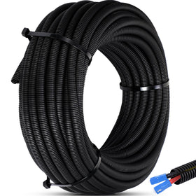 Sasylvia front view of split conduit showing length and black finish for tidy installs