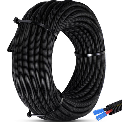 Sasylvia front view of split conduit showing length and black finish for tidy installs