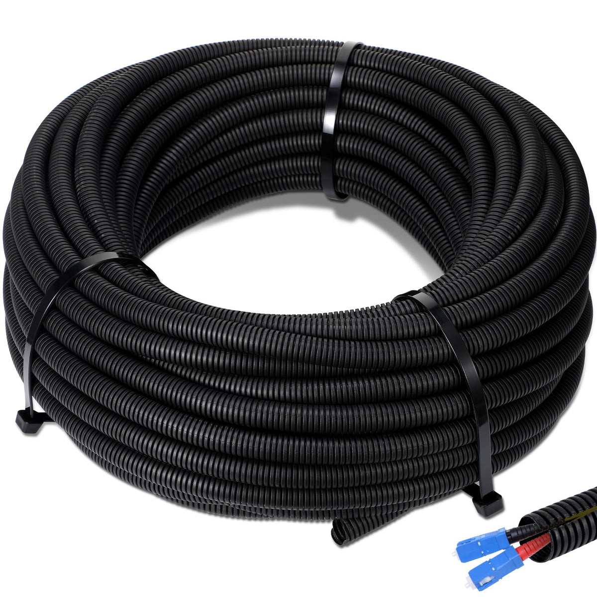 Sasylvia front view of 2 inch x 15 ft roll showing neat protective cable sleeve benefit