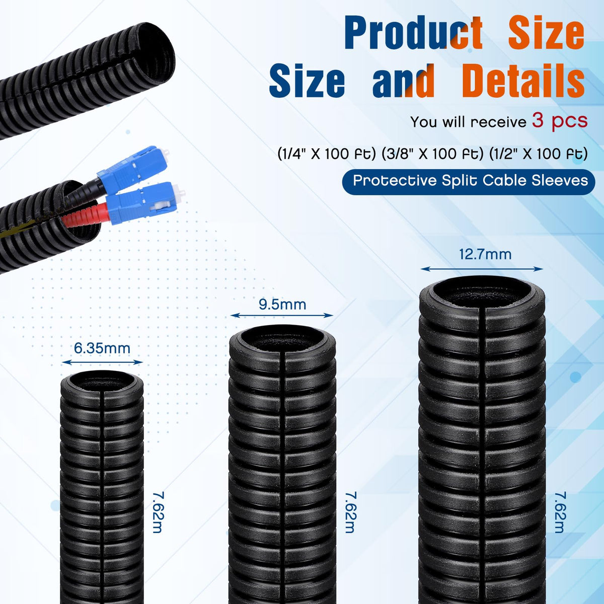 Sasylvia split wire loom 1/2 inch 25 ft bundles power cords for a clean setup.