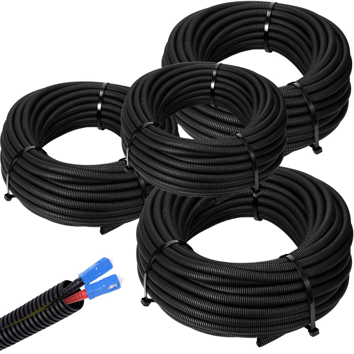 Sasylvia split wire loom 1/4 inch with seam for easy wire management in tight spaces