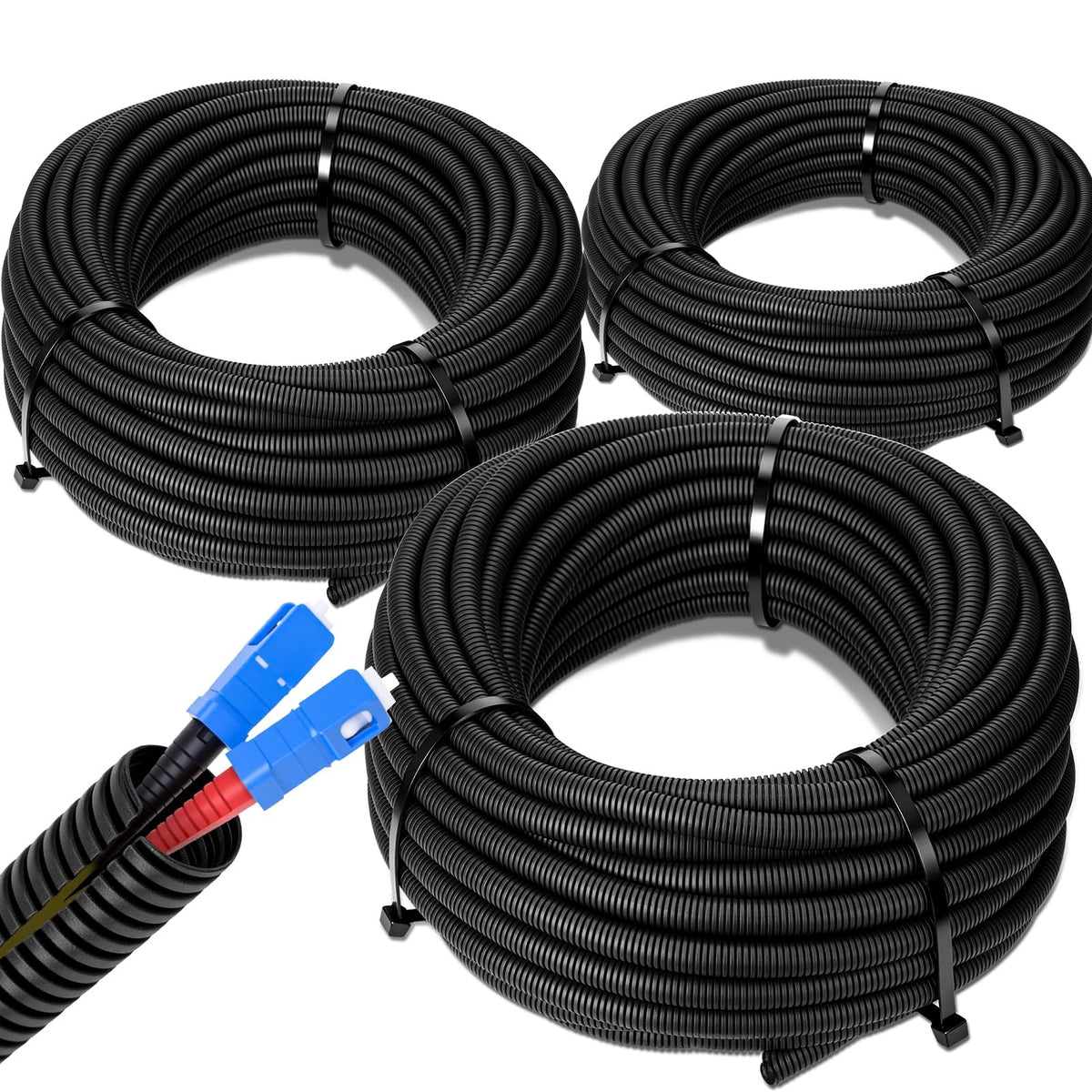 Sasylvia split loom 1/4-inch 150ft roll hides cables under desks.