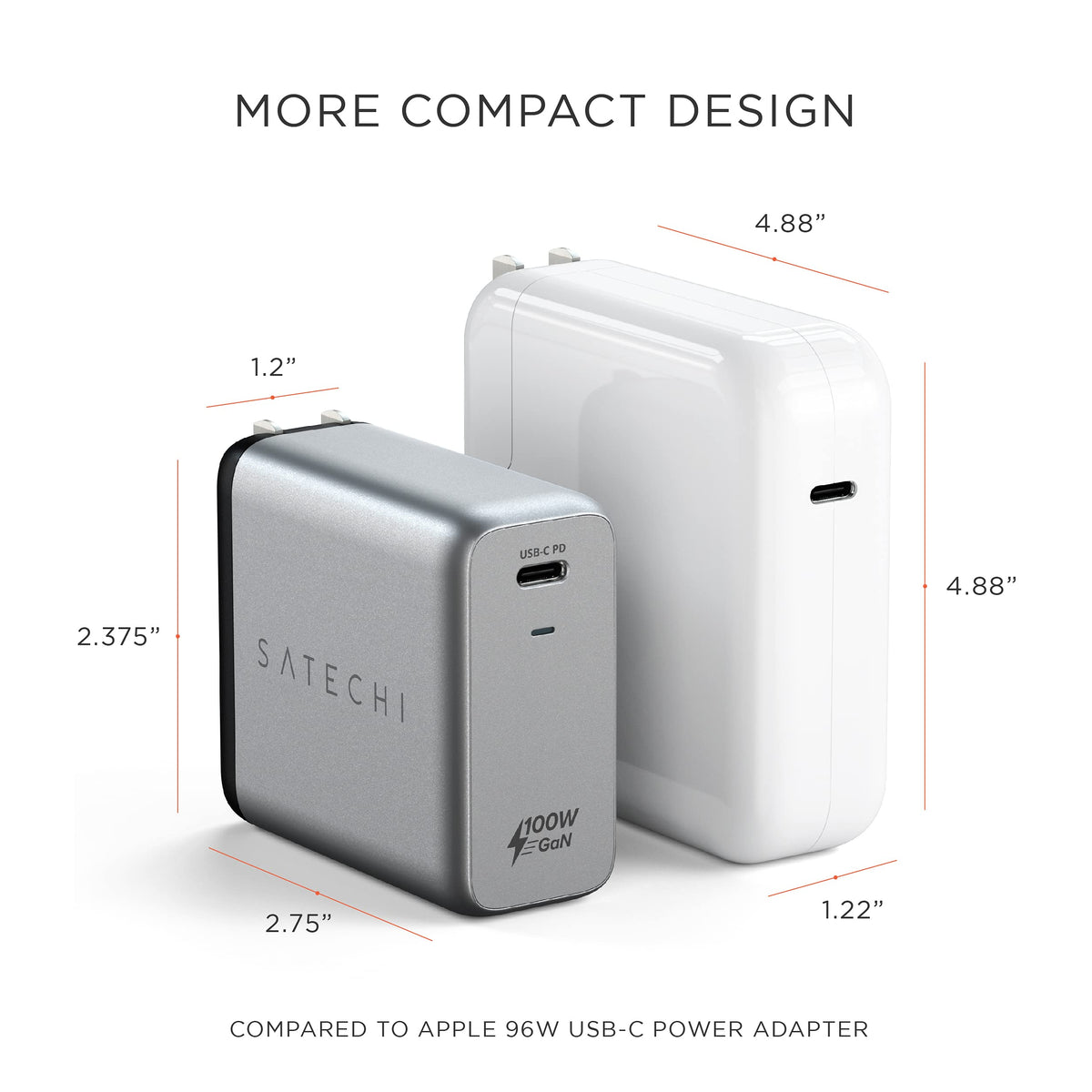Satechi 100W GaN PD wall charger compact design supports safety and efficiency.