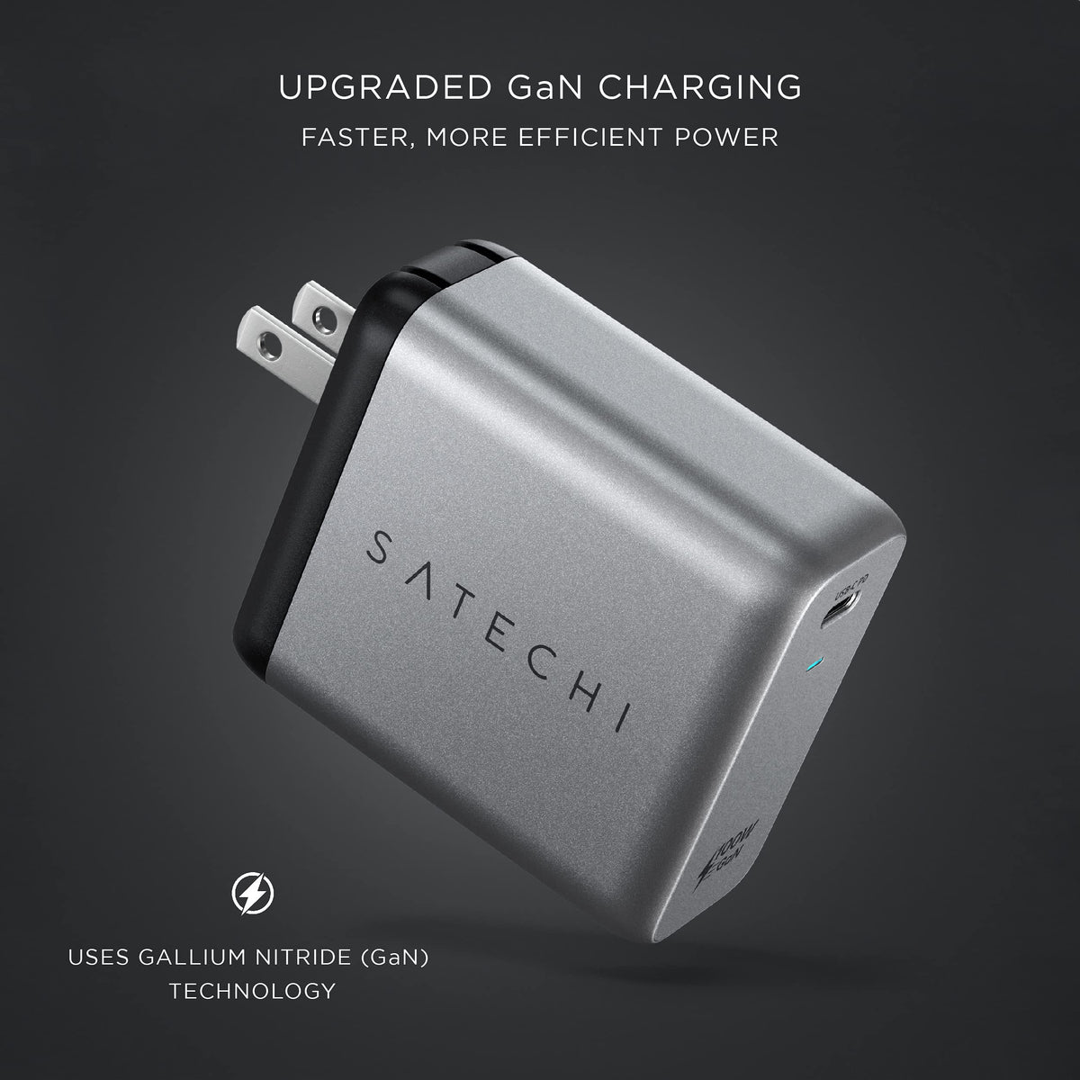 Satechi 100W GaN PD wall charger folding plug demonstrates portable power on the go.