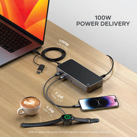 Satechi 13-in-1 Triple 4K Dock showing USB-C and Ethernet connectivity for reliability.