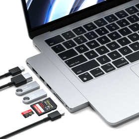 Satechi 7-in-1 USB-C hub front view expands MacBook ports for easier productivity