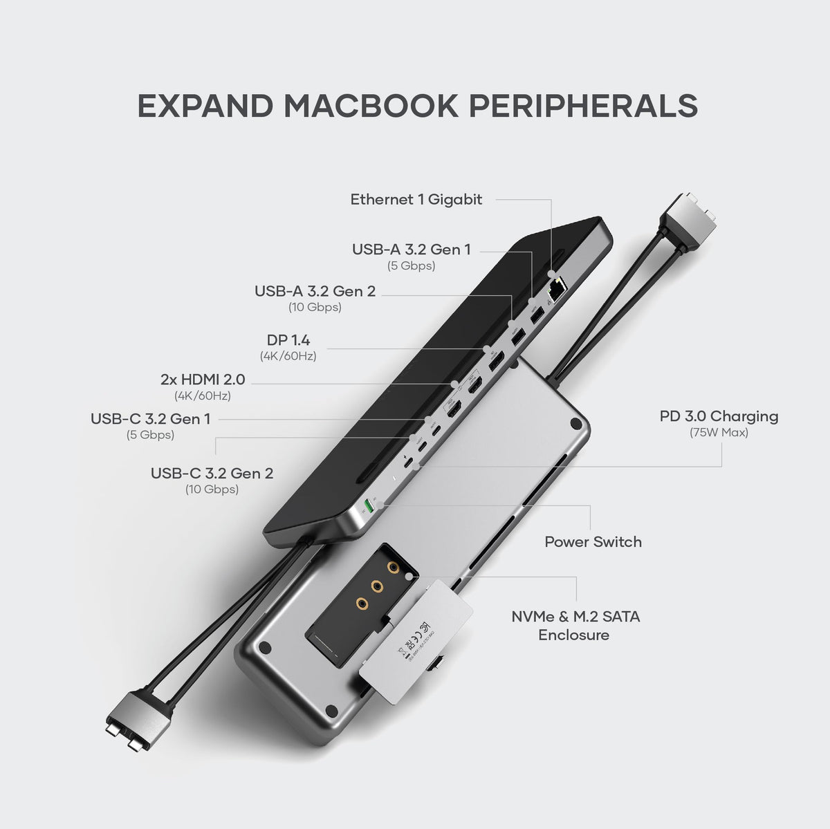 Satechi displayport-and-hdmi-output enables versatile multi-monitor setups for Mac and PC.