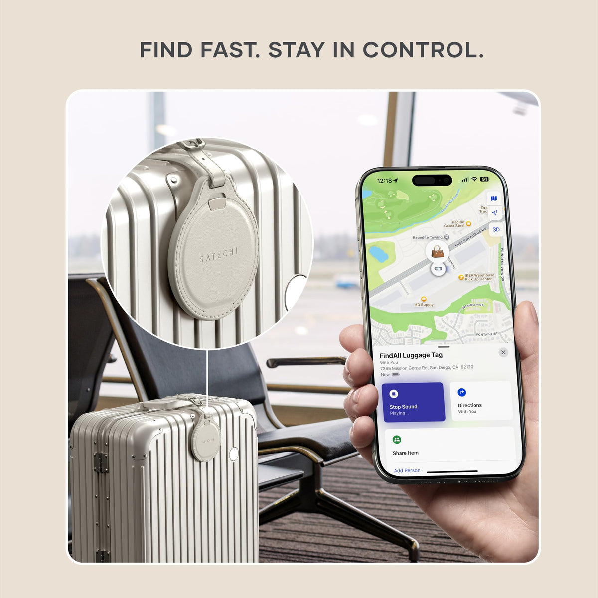 Satechi FindAll resting on wireless charger demonstrating Qi and MagSafe recharging ease