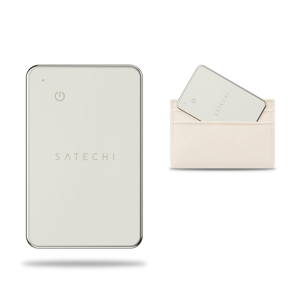 Satechi FindAll front view showing slim sand card and clean design benefit