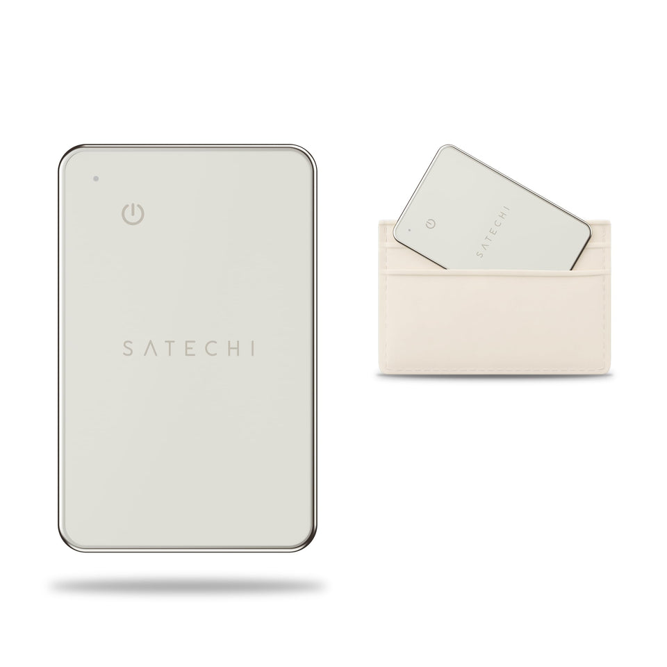 Satechi FindAll front view showing slim sand card and clean design benefit