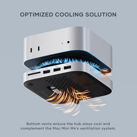 Compact aluminum design of the Satechi Mac mini M4 Dock beside Mac mini