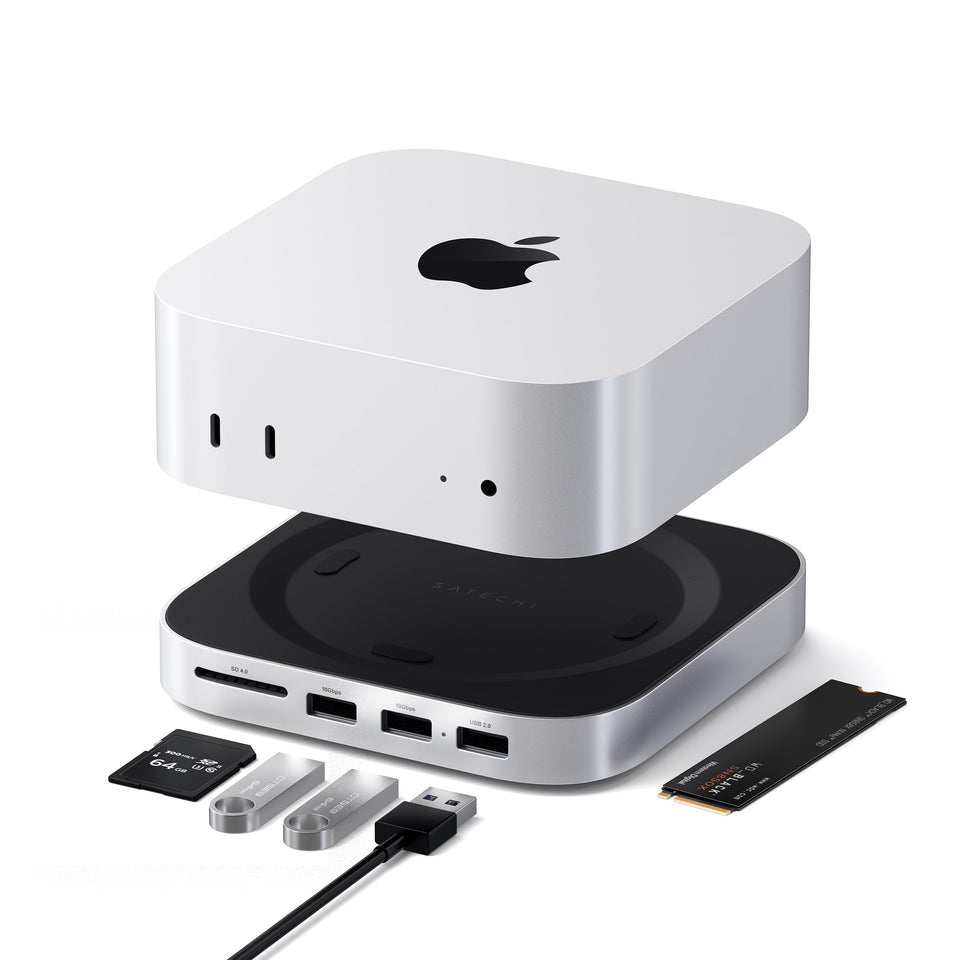 Satechi Mac mini M4 Dock with front-facing ports for fast peripheral access