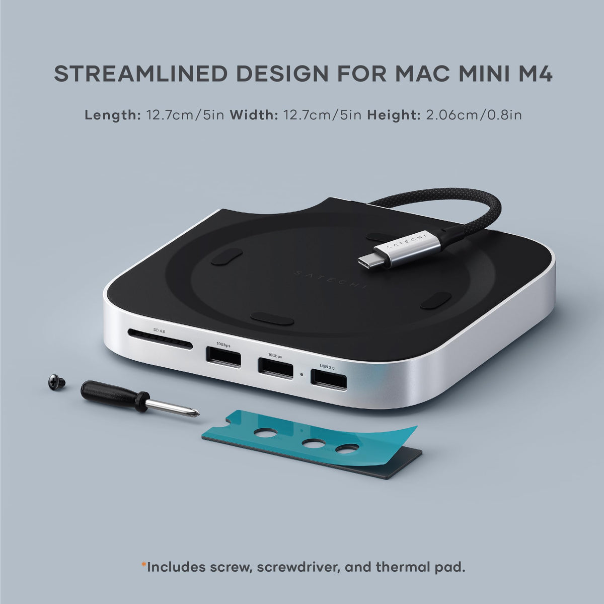 Included screws, screwdriver, and thermal pad for setup