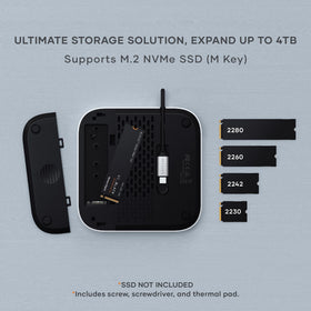 SSD compatibility details for 2230/2242/2260/2280 drives with Satechi