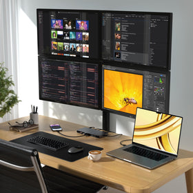 Satechi Thunderbolt 4 Dock charging setup in a tidy workspace