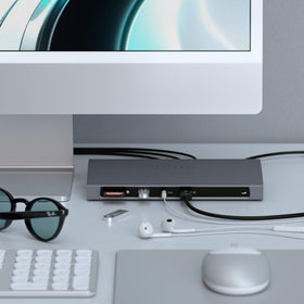 Satechi Thunderbolt 4 Dock desk setup with peripherals.