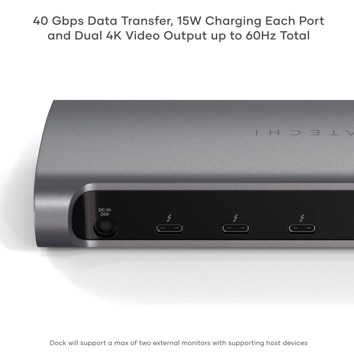 Satechi Thunderbolt 4 Dock dual 4K display capability on Windows/macOS.