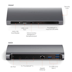 Satechi Thunderbolt 4 Dock ports closeup showing versatile connectivity options.