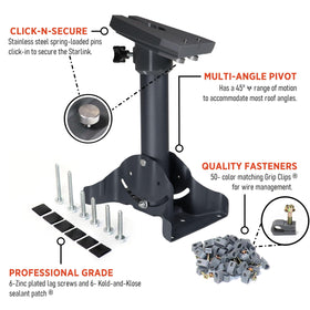 Satellite Oasis pivot assembly close-up demonstrating durable thermoplastic pivot strength