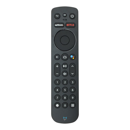 SatelliteSale matte black remote front view showing full button layout and clear labels