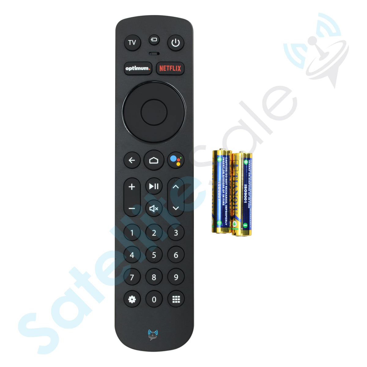 SatelliteSale remote in hand giving scale and ergonomic grip for comfortable control