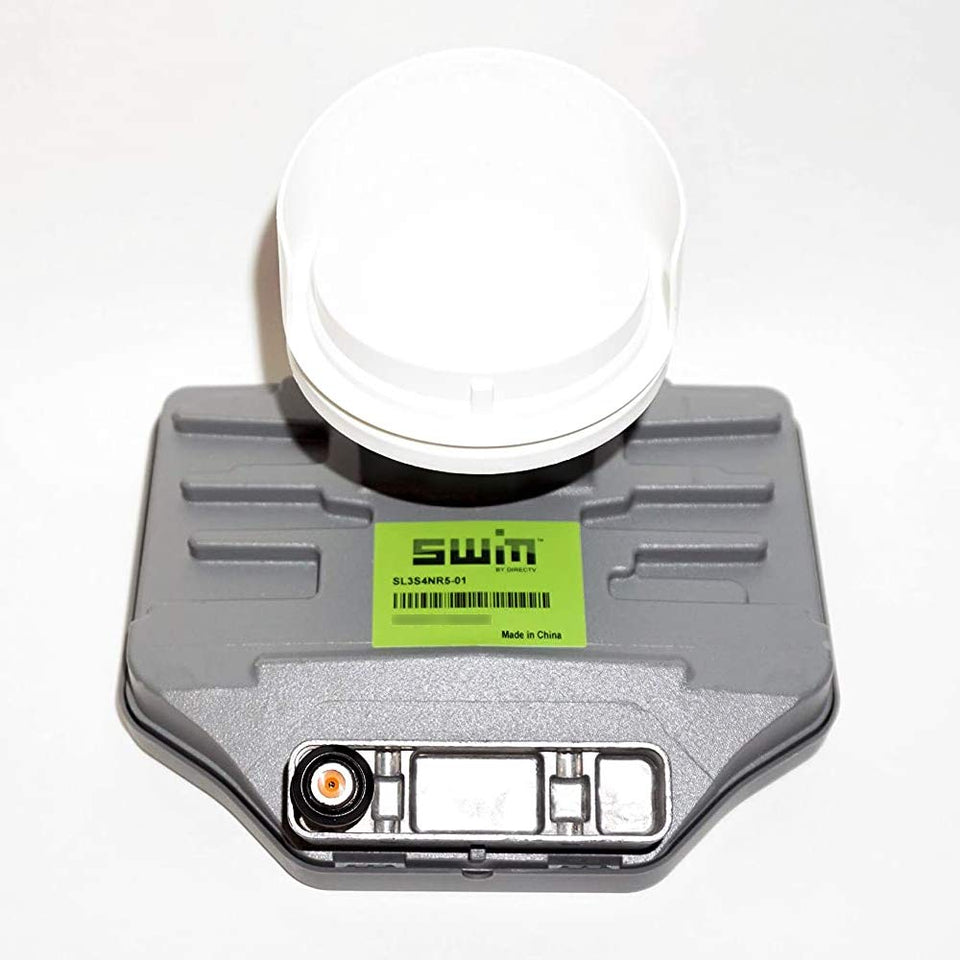 SatelliteSale SL3-SWM front profile showing triple LNB heads and cleaner wiring benefit