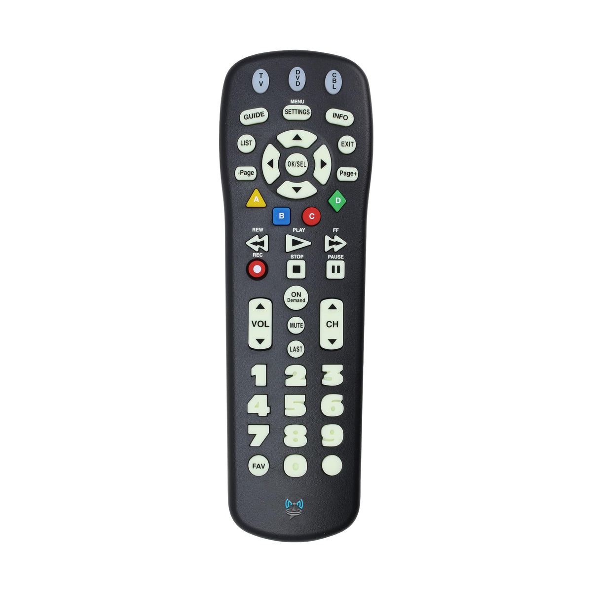 SatelliteSale UR3-SR3S remote front view with large buttons for easy navigation.