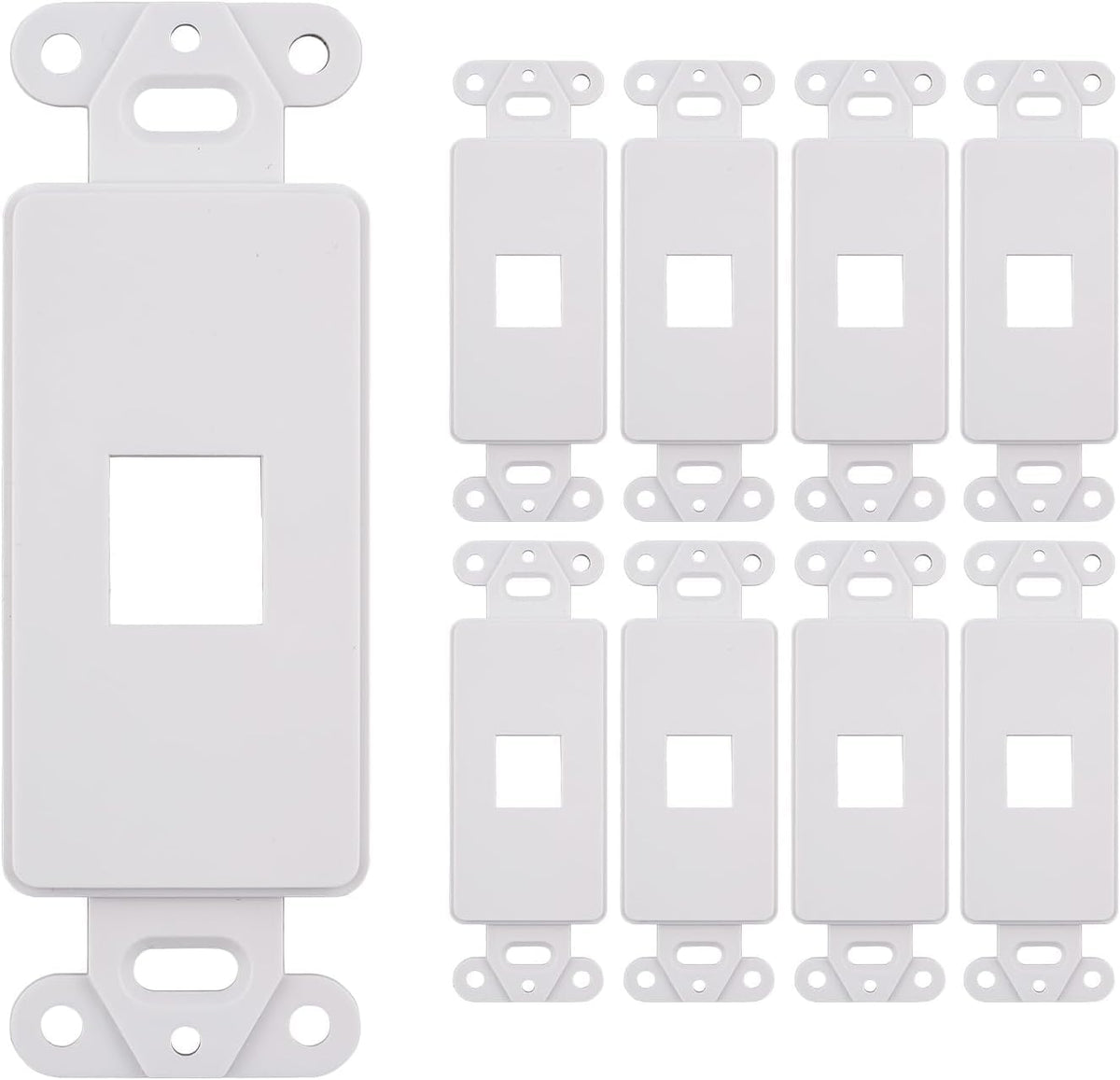 SATMAXIMUM 1-port white keystone plate for Ethernet, HDMI and coax connections.